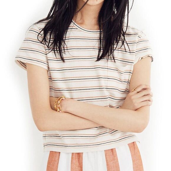 Madewell Radio Boxy Tee in Cohen Stripe sz XS - Picture 1 of 8
